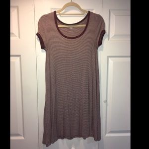 Maroon and White Striped Short Sleeve Tunic
